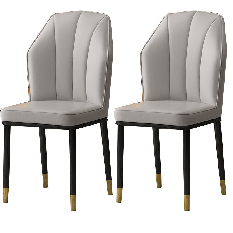Faux Leather Side Chair Wingback Armless Chair for Dining Room Light Gray 2 Piece Set Gold Clearhalo 'Dining Chairs' 'Dining Tables & Seating' 'dining_chair' 'furn' 'furn_dining_chair' 'Furniture' 'Kitchen & Dining Furniture' 6750861