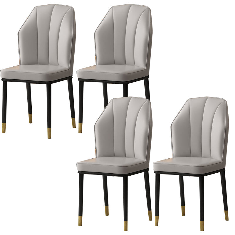 Faux Leather Side Chair Wingback Armless Chair for Dining Room Light Gray 4 Piece Set Gold Clearhalo 'Dining Chairs' 'Dining Tables & Seating' 'dining_chair' 'furn' 'furn_dining_chair' 'Furniture' 'Kitchen & Dining Furniture' 6750862