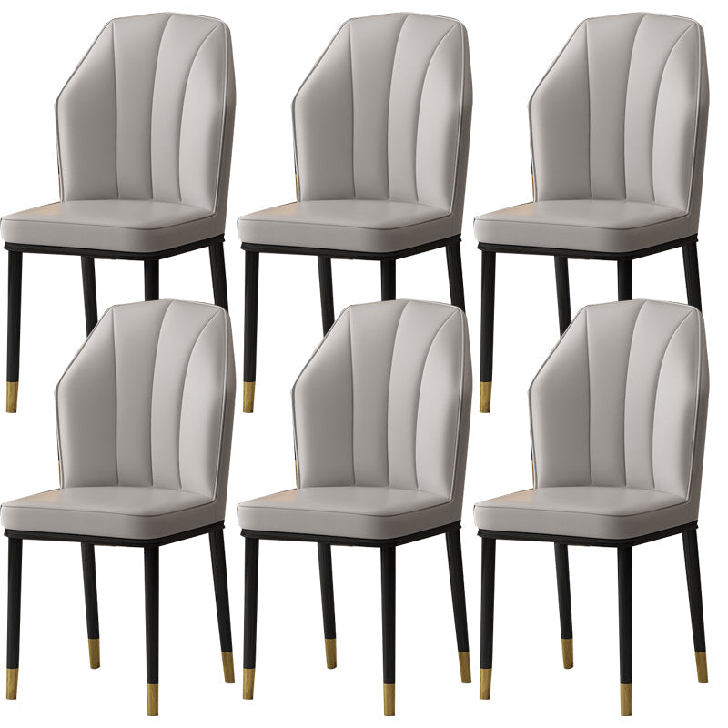 Faux Leather Side Chair Wingback Armless Chair for Dining Room Light Gray 6 Piece Set Gold Clearhalo 'Dining Chairs' 'Dining Tables & Seating' 'dining_chair' 'furn' 'furn_dining_chair' 'Furniture' 'Kitchen & Dining Furniture' 6750863