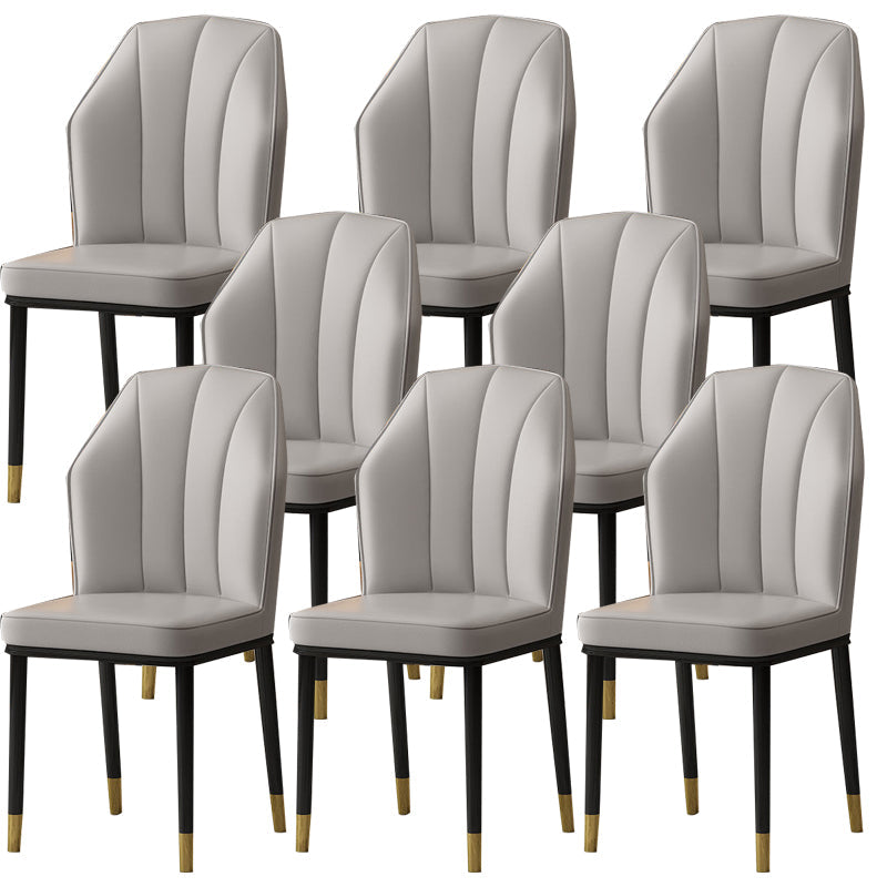 Faux Leather Side Chair Wingback Armless Chair for Dining Room Light Gray 8 Piece Set Gold Clearhalo 'Dining Chairs' 'Dining Tables & Seating' 'dining_chair' 'furn' 'furn_dining_chair' 'Furniture' 'Kitchen & Dining Furniture' 6750864