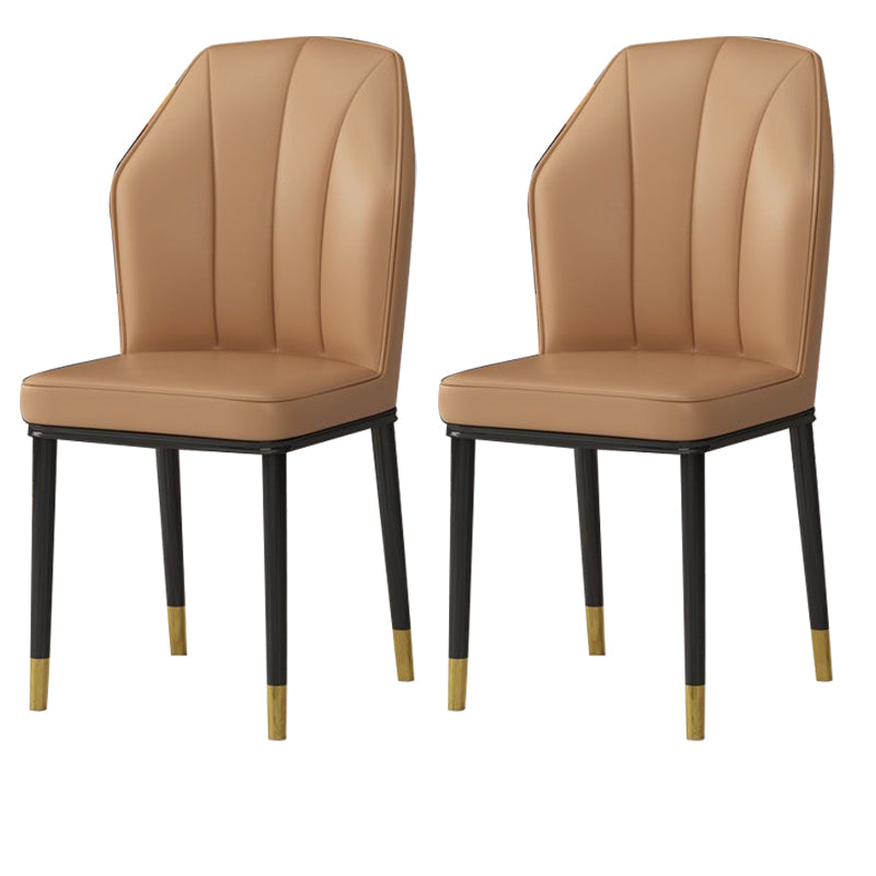 Faux Leather Side Chair Wingback Armless Chair for Dining Room Camel 2 Piece Set Gold Clearhalo 'Dining Chairs' 'Dining Tables & Seating' 'dining_chair' 'furn' 'furn_dining_chair' 'Furniture' 'Kitchen & Dining Furniture' 6750865