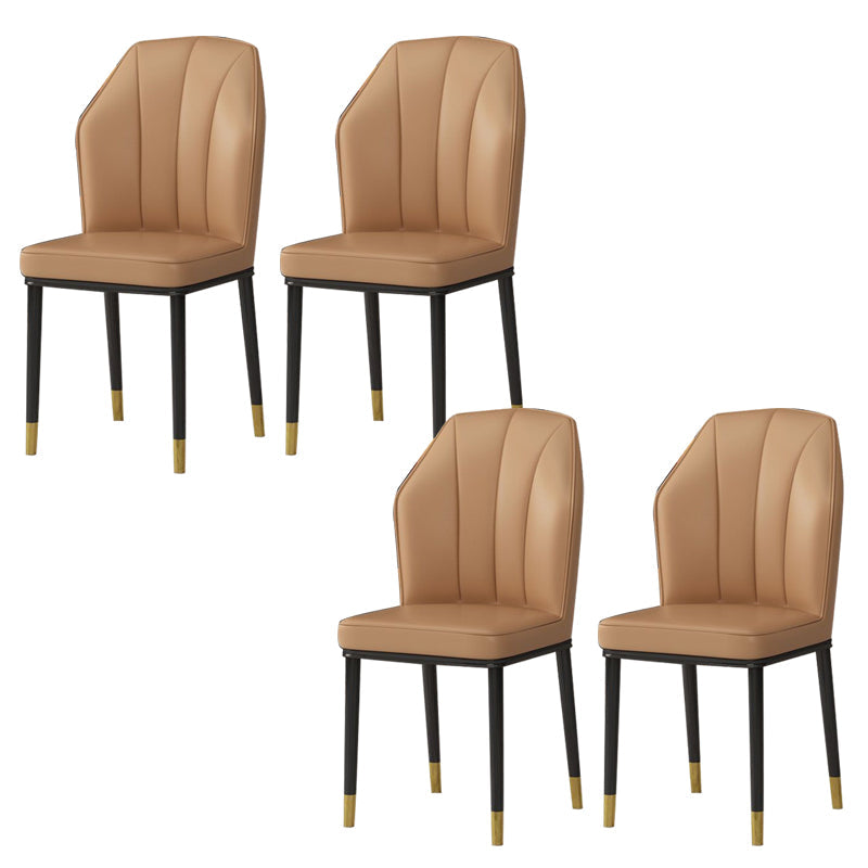 Faux Leather Side Chair Wingback Armless Chair for Dining Room Camel 4 Piece Set Gold Clearhalo 'Dining Chairs' 'Dining Tables & Seating' 'dining_chair' 'furn' 'furn_dining_chair' 'Furniture' 'Kitchen & Dining Furniture' 6750866