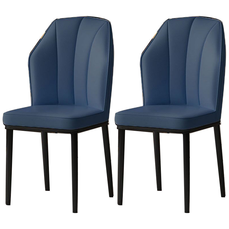 Faux Leather Side Chair Wingback Armless Chair for Dining Room Dark Blue 2 Piece Set Black Clearhalo 'Dining Chairs' 'Dining Tables & Seating' 'dining_chair' 'furn' 'furn_dining_chair' 'Furniture' 'Kitchen & Dining Furniture' 6750869