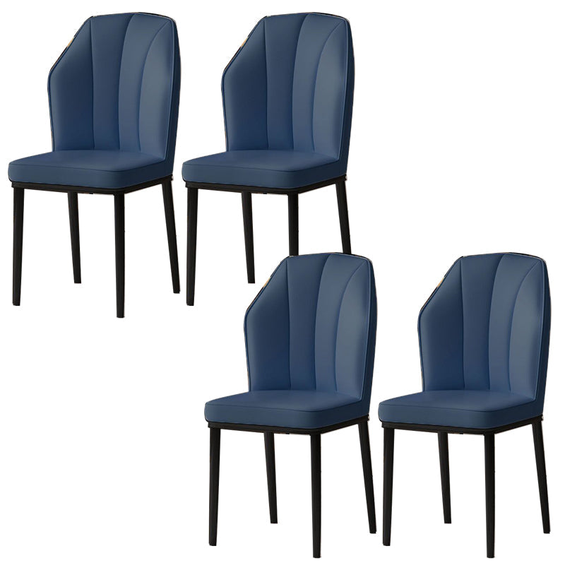 Faux Leather Side Chair Wingback Armless Chair for Dining Room Dark Blue 4 Piece Set Black Clearhalo 'Dining Chairs' 'Dining Tables & Seating' 'dining_chair' 'furn' 'furn_dining_chair' 'Furniture' 'Kitchen & Dining Furniture' 6750870