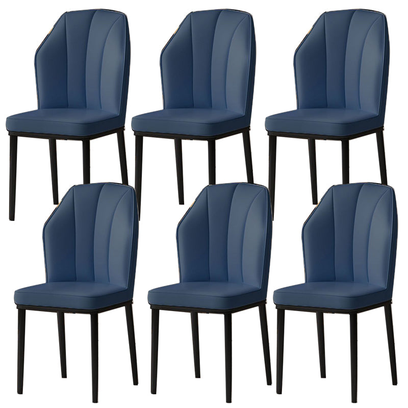 Faux Leather Side Chair Wingback Armless Chair for Dining Room Dark Blue 6 Piece Set Black Clearhalo 'Dining Chairs' 'Dining Tables & Seating' 'dining_chair' 'furn' 'furn_dining_chair' 'Furniture' 'Kitchen & Dining Furniture' 6750871
