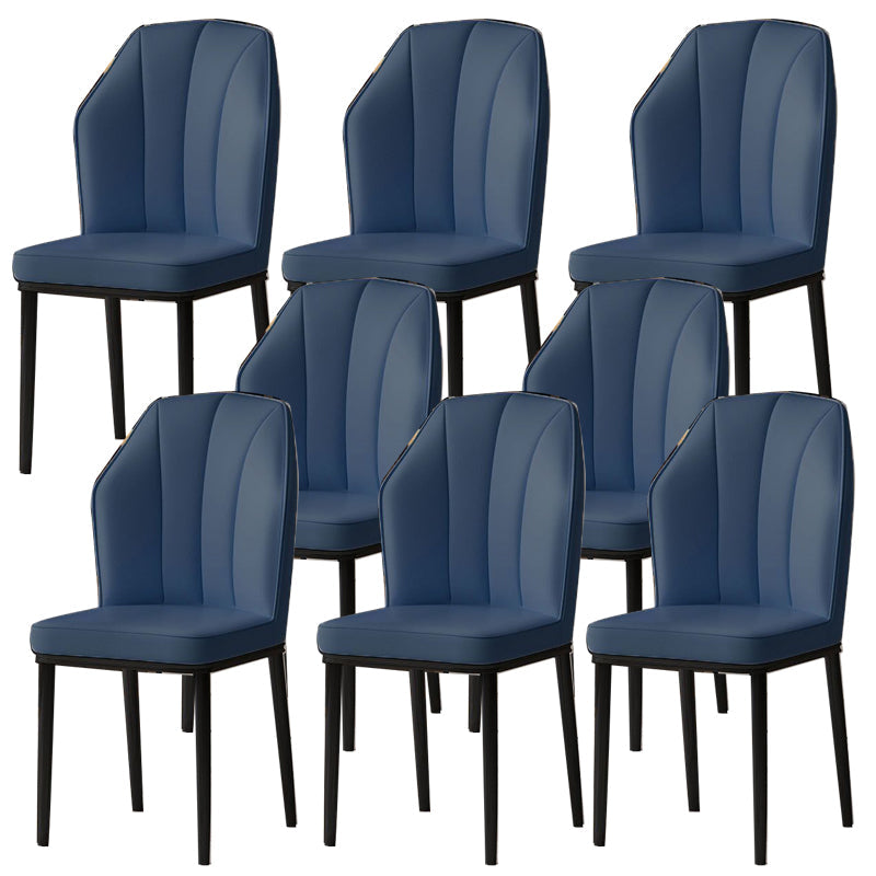 Faux Leather Side Chair Wingback Armless Chair for Dining Room Dark Blue 8 Piece Set Black Clearhalo 'Dining Chairs' 'Dining Tables & Seating' 'dining_chair' 'furn' 'furn_dining_chair' 'Furniture' 'Kitchen & Dining Furniture' 6750872