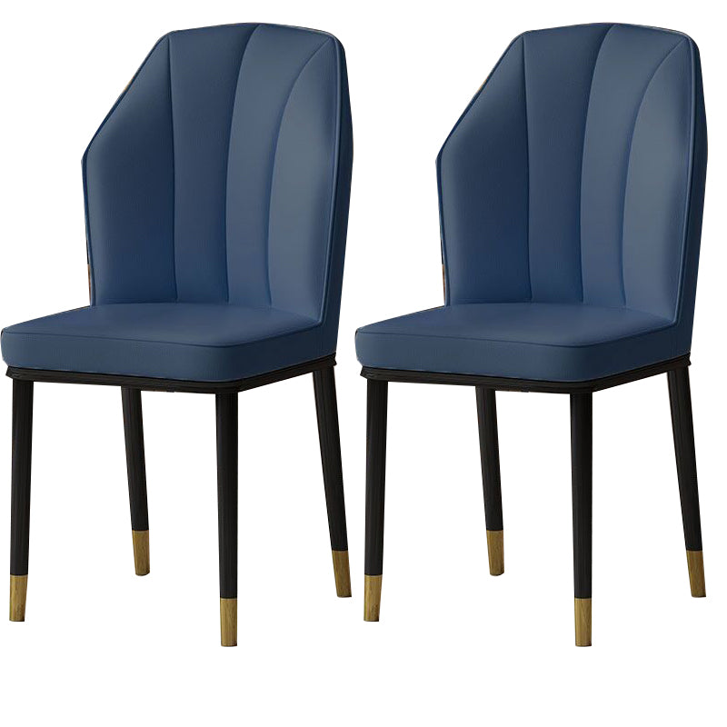 Faux Leather Side Chair Wingback Armless Chair for Dining Room Dark Blue 2 Piece Set Gold Clearhalo 'Dining Chairs' 'Dining Tables & Seating' 'dining_chair' 'furn' 'furn_dining_chair' 'Furniture' 'Kitchen & Dining Furniture' 6750873