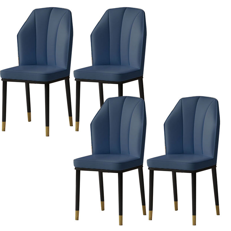 Faux Leather Side Chair Wingback Armless Chair for Dining Room Dark Blue 4 Piece Set Gold Clearhalo 'Dining Chairs' 'Dining Tables & Seating' 'dining_chair' 'furn' 'furn_dining_chair' 'Furniture' 'Kitchen & Dining Furniture' 6750874
