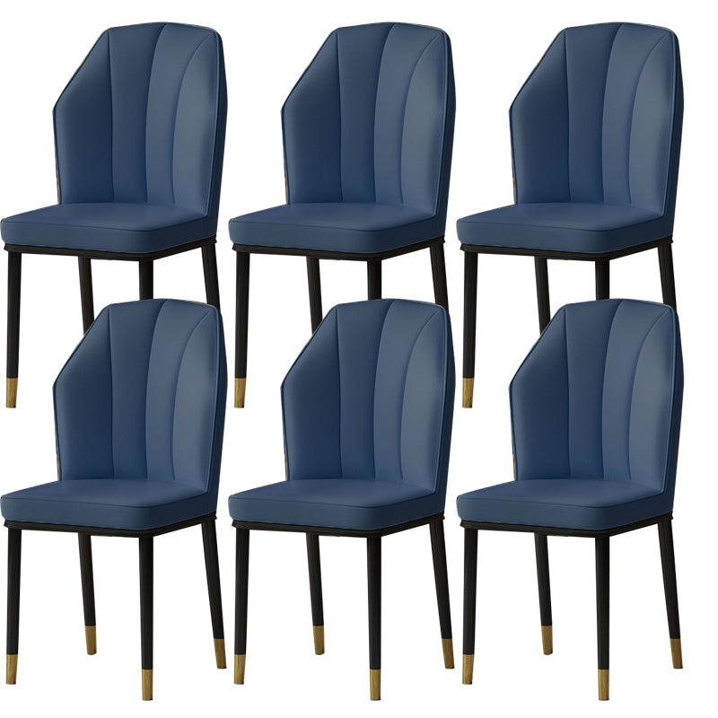 Faux Leather Side Chair Wingback Armless Chair for Dining Room Dark Blue 6 Piece Set Gold Clearhalo 'Dining Chairs' 'Dining Tables & Seating' 'dining_chair' 'furn' 'furn_dining_chair' 'Furniture' 'Kitchen & Dining Furniture' 6750875
