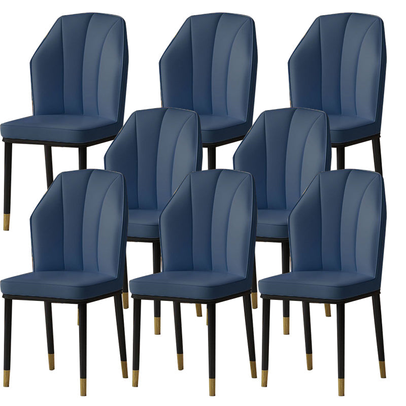 Faux Leather Side Chair Wingback Armless Chair for Dining Room Dark Blue 8 Piece Set Gold Clearhalo 'Dining Chairs' 'Dining Tables & Seating' 'dining_chair' 'furn' 'furn_dining_chair' 'Furniture' 'Kitchen & Dining Furniture' 6750876