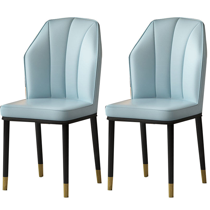 Faux Leather Side Chair Wingback Armless Chair for Dining Room Light Blue 2 Piece Set Gold Clearhalo 'Dining Chairs' 'Dining Tables & Seating' 'dining_chair' 'furn' 'furn_dining_chair' 'Furniture' 'Kitchen & Dining Furniture' 6750877