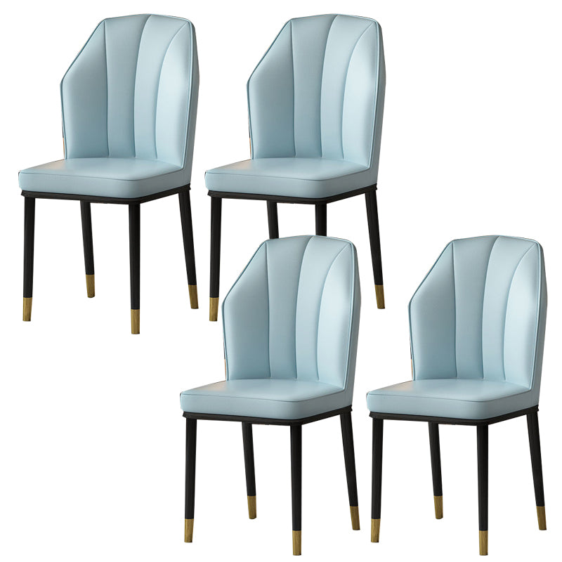 Faux Leather Side Chair Wingback Armless Chair for Dining Room Light Blue 4 Piece Set Gold Clearhalo 'Dining Chairs' 'Dining Tables & Seating' 'dining_chair' 'furn' 'furn_dining_chair' 'Furniture' 'Kitchen & Dining Furniture' 6750878