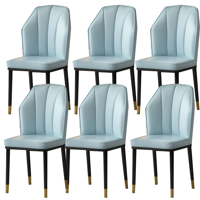 Faux Leather Side Chair Wingback Armless Chair for Dining Room Light Blue 6 Piece Set Gold Clearhalo 'Dining Chairs' 'Dining Tables & Seating' 'dining_chair' 'furn' 'furn_dining_chair' 'Furniture' 'Kitchen & Dining Furniture' 6750879