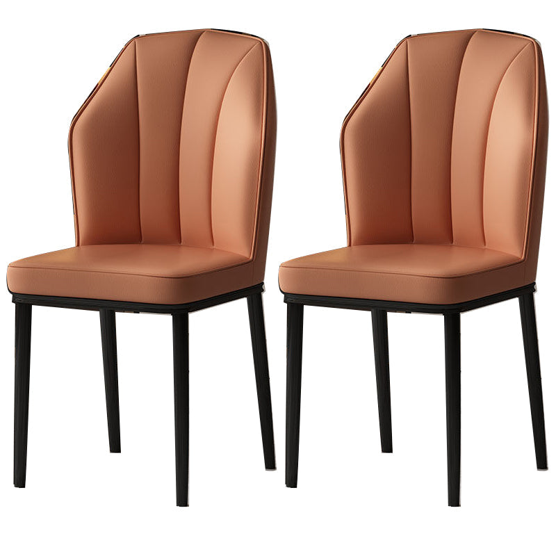 Faux Leather Side Chair Wingback Armless Chair for Dining Room Orange 2 Piece Set Black Clearhalo 'Dining Chairs' 'Dining Tables & Seating' 'dining_chair' 'furn' 'furn_dining_chair' 'Furniture' 'Kitchen & Dining Furniture' 6750881