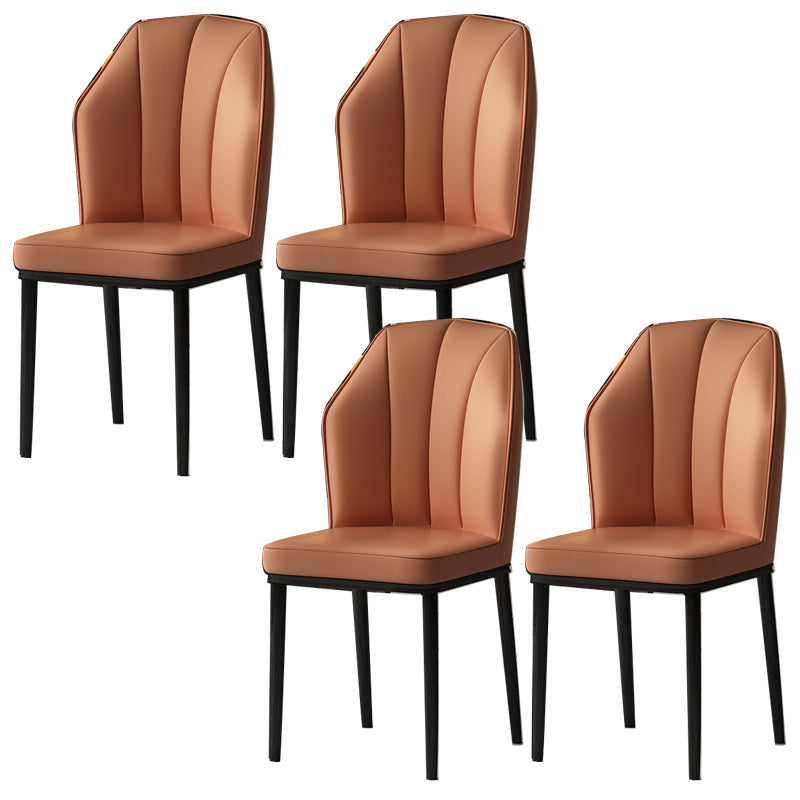 Faux Leather Side Chair Wingback Armless Chair for Dining Room Orange 4 Piece Set Black Clearhalo 'Dining Chairs' 'Dining Tables & Seating' 'dining_chair' 'furn' 'furn_dining_chair' 'Furniture' 'Kitchen & Dining Furniture' 6750882