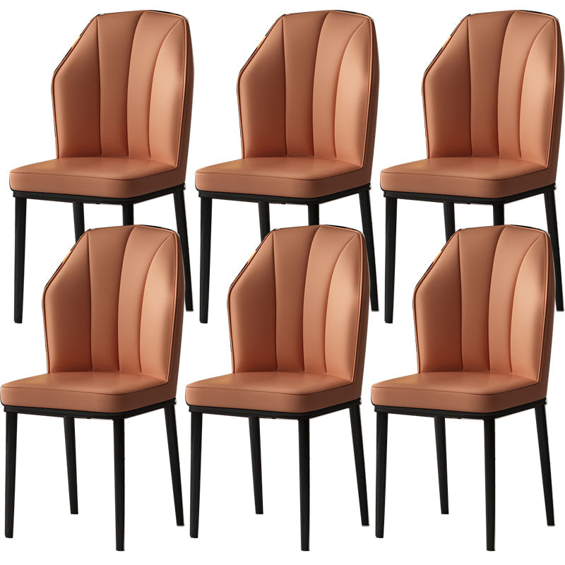Faux Leather Side Chair Wingback Armless Chair for Dining Room Orange 6 Piece Set Black Clearhalo 'Dining Chairs' 'Dining Tables & Seating' 'dining_chair' 'furn' 'furn_dining_chair' 'Furniture' 'Kitchen & Dining Furniture' 6750883