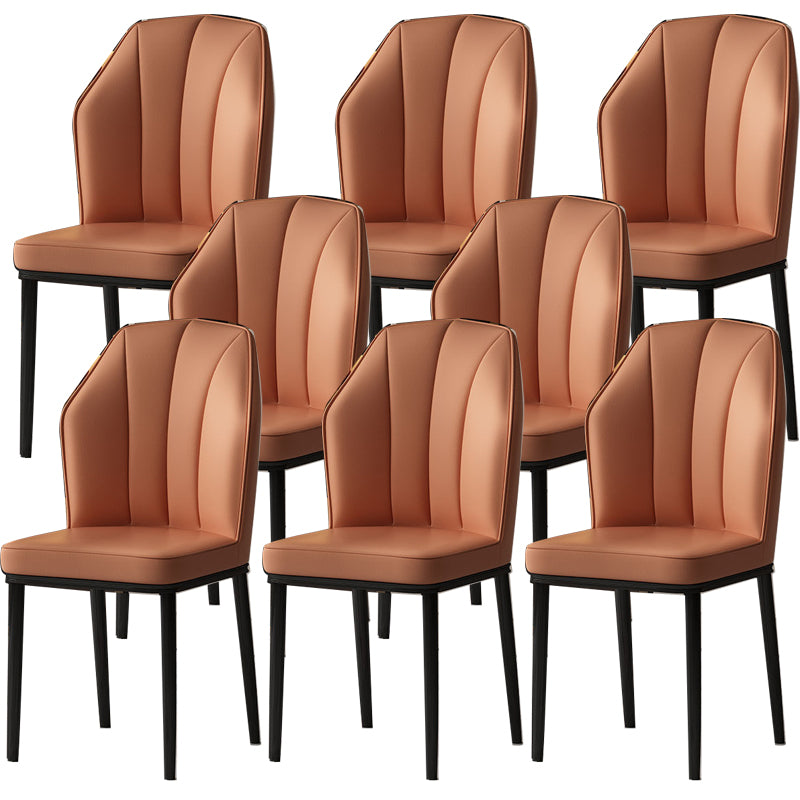 Faux Leather Side Chair Wingback Armless Chair for Dining Room Orange 8 Piece Set Black Clearhalo 'Dining Chairs' 'Dining Tables & Seating' 'dining_chair' 'furn' 'furn_dining_chair' 'Furniture' 'Kitchen & Dining Furniture' 6750884