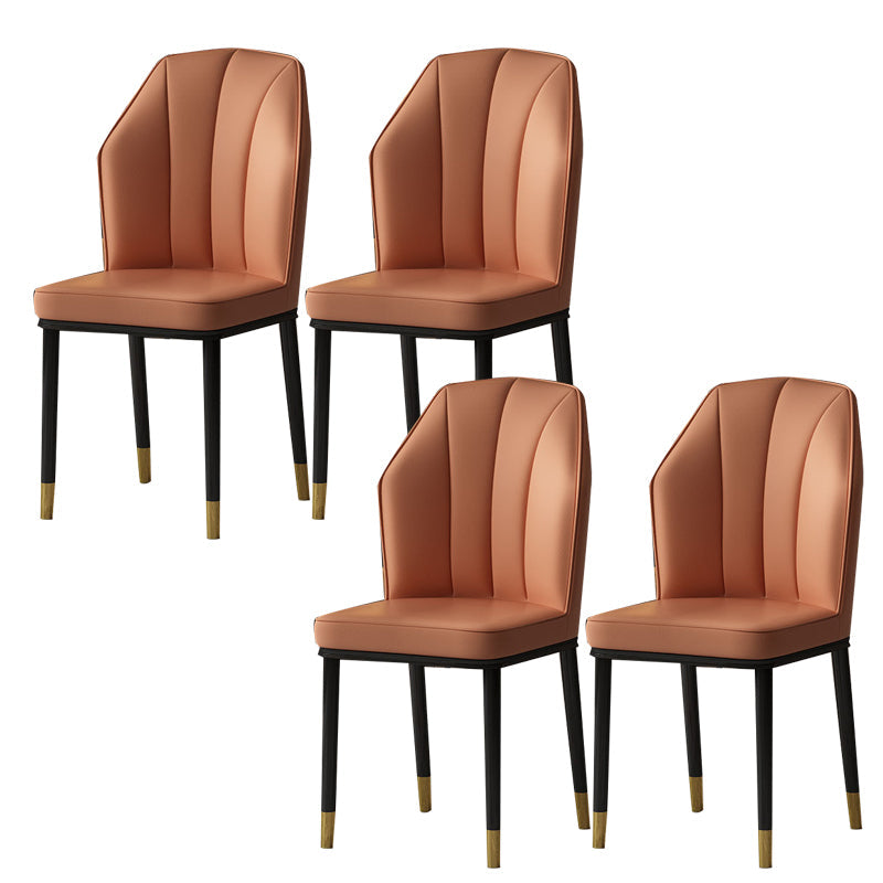 Faux Leather Side Chair Wingback Armless Chair for Dining Room Orange 4 Piece Set Gold Clearhalo 'Dining Chairs' 'Dining Tables & Seating' 'dining_chair' 'furn' 'furn_dining_chair' 'Furniture' 'Kitchen & Dining Furniture' 6750886