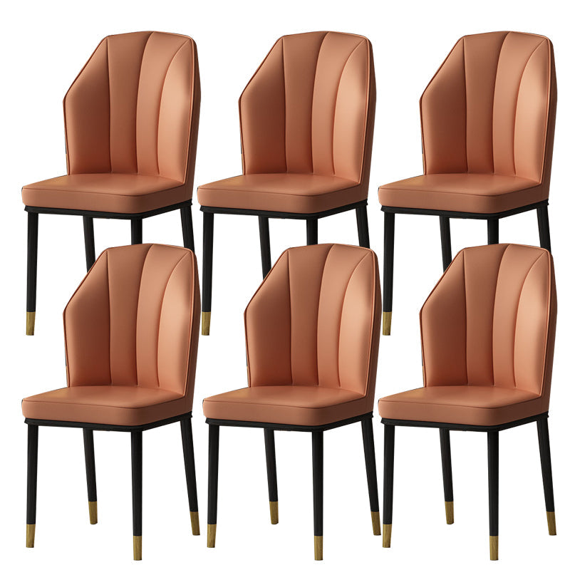 Faux Leather Side Chair Wingback Armless Chair for Dining Room Orange 6 Piece Set Gold Clearhalo 'Dining Chairs' 'Dining Tables & Seating' 'dining_chair' 'furn' 'furn_dining_chair' 'Furniture' 'Kitchen & Dining Furniture' 6750887