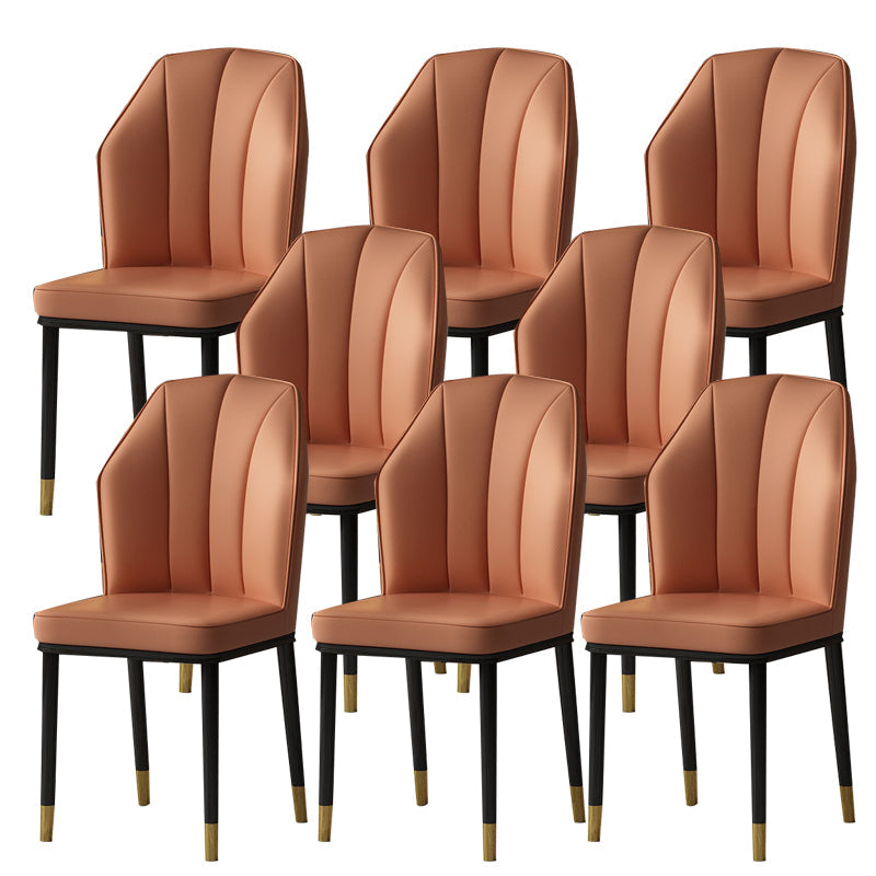 Faux Leather Side Chair Wingback Armless Chair for Dining Room Orange 8 Piece Set Gold Clearhalo 'Dining Chairs' 'Dining Tables & Seating' 'dining_chair' 'furn' 'furn_dining_chair' 'Furniture' 'Kitchen & Dining Furniture' 6750888