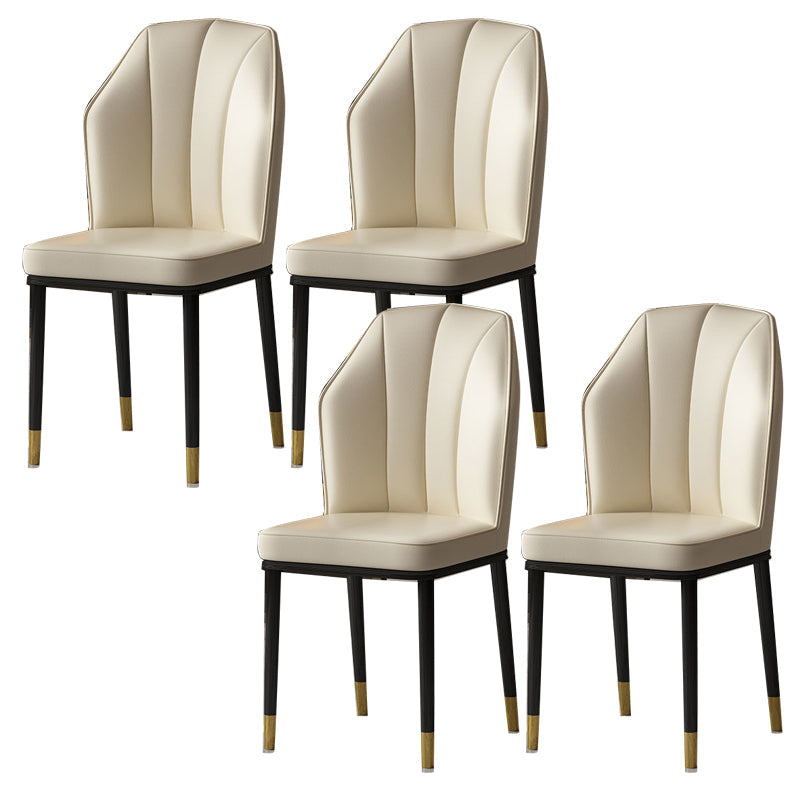 Faux Leather Side Chair Wingback Armless Chair for Dining Room Off-White 4 Piece Set Gold Clearhalo 'Dining Chairs' 'Dining Tables & Seating' 'dining_chair' 'furn' 'furn_dining_chair' 'Furniture' 'Kitchen & Dining Furniture' 6750890