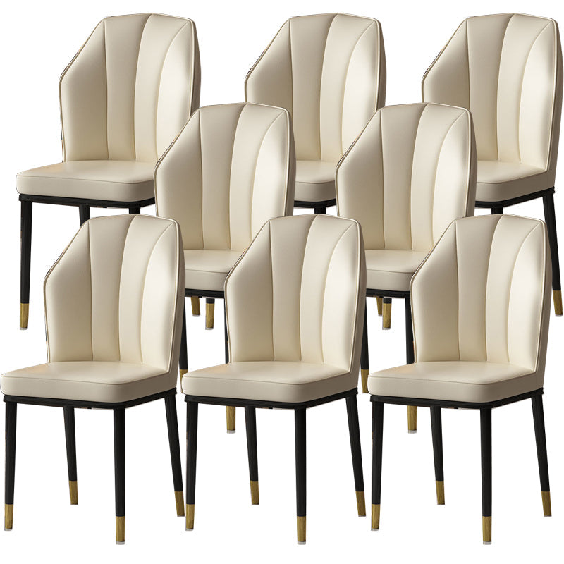 Faux Leather Side Chair Wingback Armless Chair for Dining Room Off-White 8 Piece Set Gold Clearhalo 'Dining Chairs' 'Dining Tables & Seating' 'dining_chair' 'furn' 'furn_dining_chair' 'Furniture' 'Kitchen & Dining Furniture' 6750892