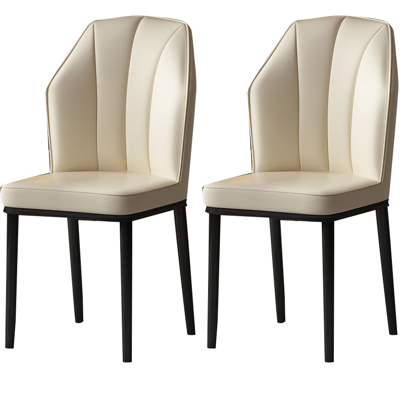 Faux Leather Side Chair Wingback Armless Chair for Dining Room Off-White 2 Piece Set Black Clearhalo 'Dining Chairs' 'Dining Tables & Seating' 'dining_chair' 'furn' 'furn_dining_chair' 'Furniture' 'Kitchen & Dining Furniture' 6750893