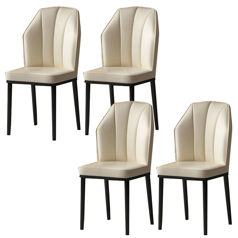 Faux Leather Side Chair Wingback Armless Chair for Dining Room Off-White 4 Piece Set Black Clearhalo 'Dining Chairs' 'Dining Tables & Seating' 'dining_chair' 'furn' 'furn_dining_chair' 'Furniture' 'Kitchen & Dining Furniture' 6750894