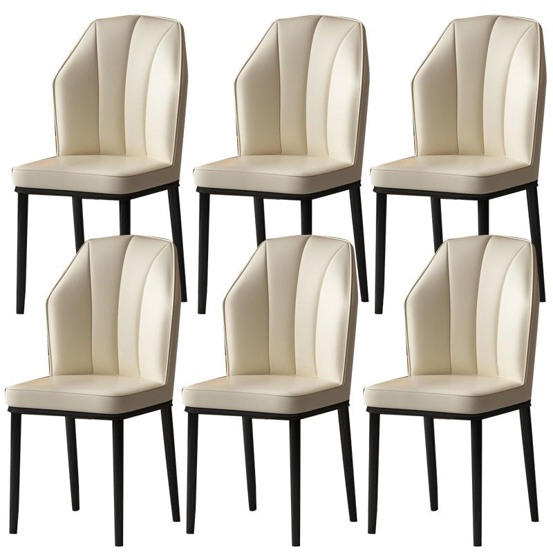 Faux Leather Side Chair Wingback Armless Chair for Dining Room Off-White 6 Piece Set Black Clearhalo 'Dining Chairs' 'Dining Tables & Seating' 'dining_chair' 'furn' 'furn_dining_chair' 'Furniture' 'Kitchen & Dining Furniture' 6750895