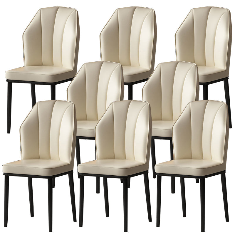 Faux Leather Side Chair Wingback Armless Chair for Dining Room Off-White 8 Piece Set Black Clearhalo 'Dining Chairs' 'Dining Tables & Seating' 'dining_chair' 'furn' 'furn_dining_chair' 'Furniture' 'Kitchen & Dining Furniture' 6750896