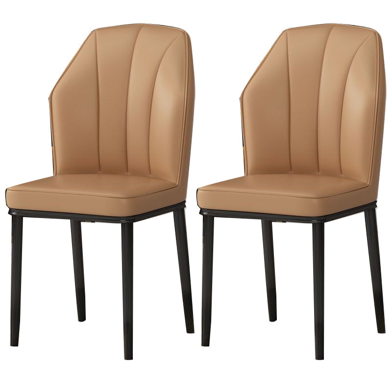 Faux Leather Side Chair Wingback Armless Chair for Dining Room Camel 2 Piece Set Black Clearhalo 'Dining Chairs' 'Dining Tables & Seating' 'dining_chair' 'furn' 'furn_dining_chair' 'Furniture' 'Kitchen & Dining Furniture' 6750897