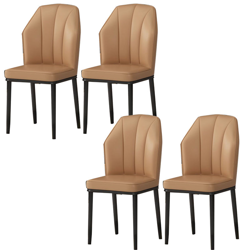 Faux Leather Side Chair Wingback Armless Chair for Dining Room Camel 4 Piece Set Black Clearhalo 'Dining Chairs' 'Dining Tables & Seating' 'dining_chair' 'furn' 'furn_dining_chair' 'Furniture' 'Kitchen & Dining Furniture' 6750898