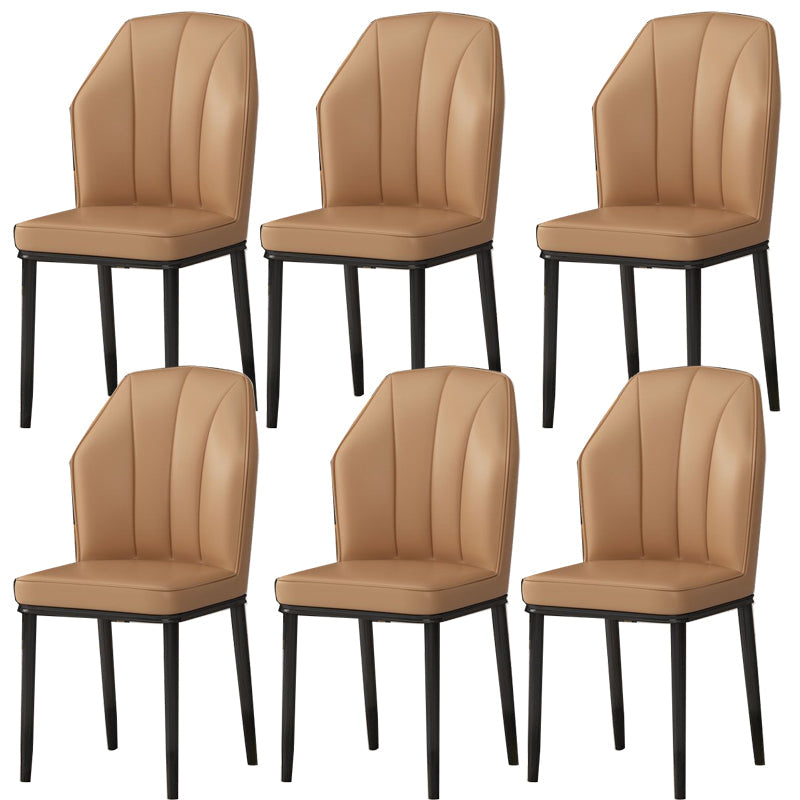 Faux Leather Side Chair Wingback Armless Chair for Dining Room Camel 6 Piece Set Black Clearhalo 'Dining Chairs' 'Dining Tables & Seating' 'dining_chair' 'furn' 'furn_dining_chair' 'Furniture' 'Kitchen & Dining Furniture' 6750899