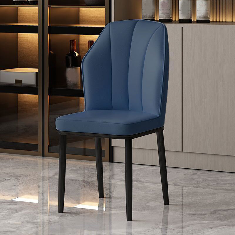 Faux Leather Side Chair Wingback Armless Chair for Dining Room Dark Blue 1 Piece Black Clearhalo 'Dining Chairs' 'Dining Tables & Seating' 'dining_chair' 'furn' 'furn_dining_chair' 'Furniture' 'Kitchen & Dining Furniture' 6750902