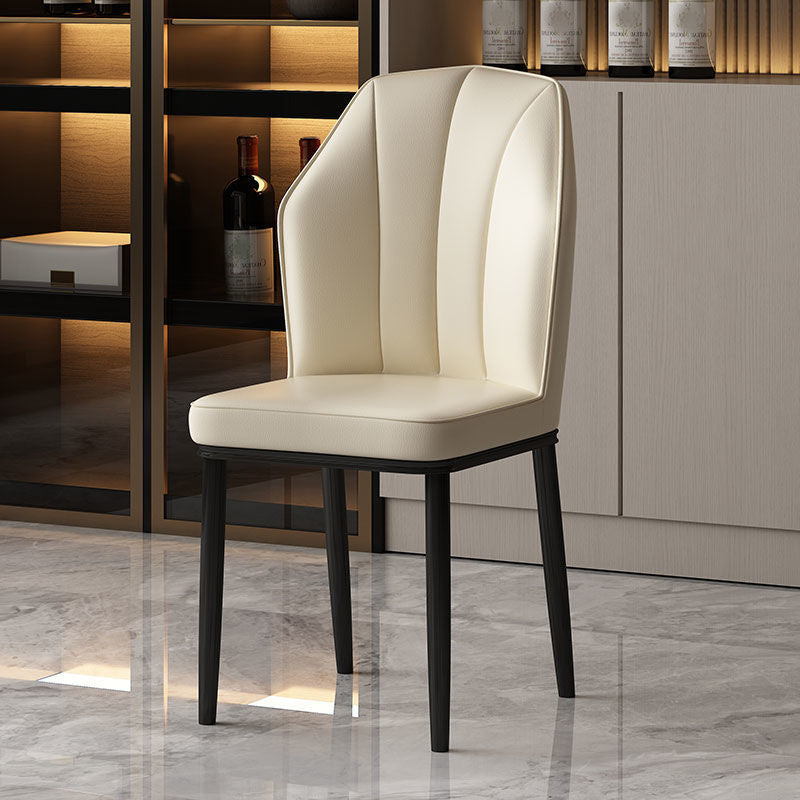 Faux Leather Side Chair Wingback Armless Chair for Dining Room Off-White 1 Piece Black Clearhalo 'Dining Chairs' 'Dining Tables & Seating' 'dining_chair' 'furn' 'furn_dining_chair' 'Furniture' 'Kitchen & Dining Furniture' 6750908