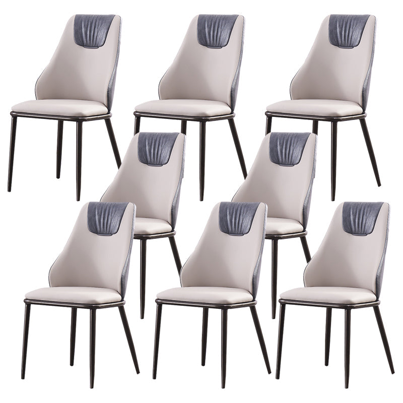 Faux Leather Dining Chair Glam Style Parsons Armless Side Chair