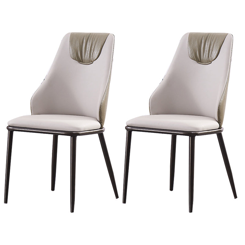 Faux lederen eetkamerstoel glamourstijl Parsons armloze zijstoel