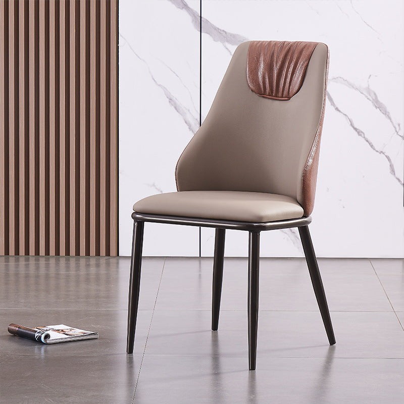 Faux lederen eetkamerstoel glamourstijl Parsons armloze zijstoel