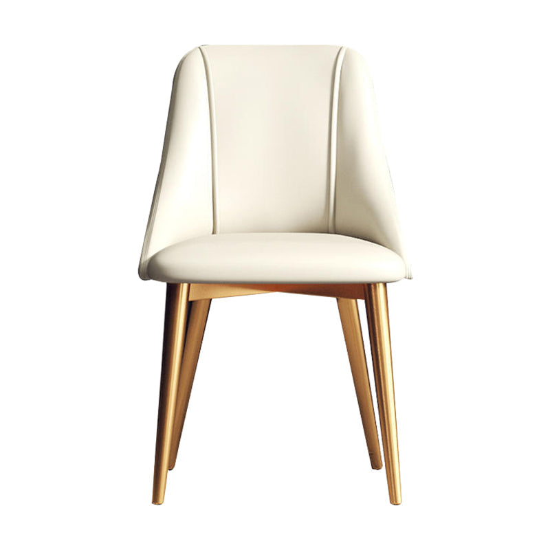 Sedia da pranzo in pelle finta parsons sedia laterale senza braccio con zampe metalliche