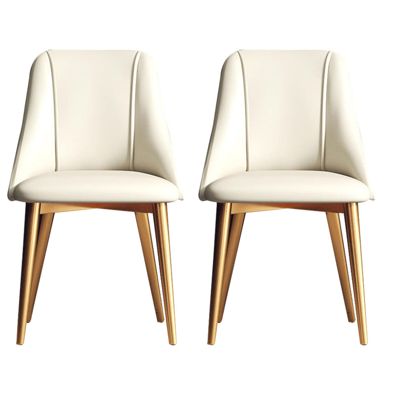 Sedia da pranzo in pelle finta parsons sedia laterale senza braccio con zampe metalliche