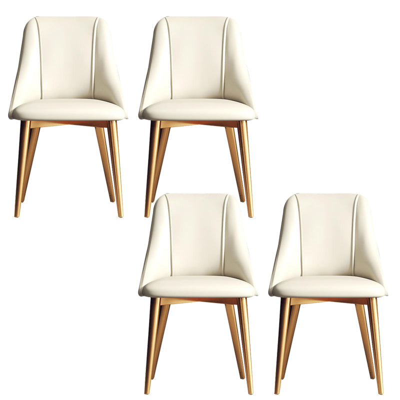 Sedia da pranzo in pelle finta parsons sedia laterale senza braccio con zampe metalliche