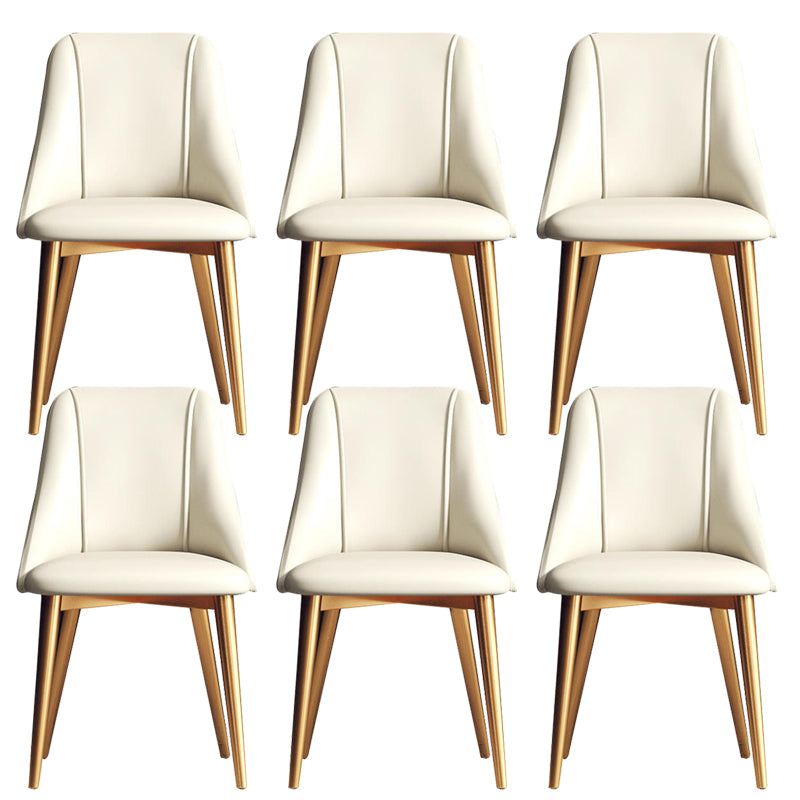 Sedia da pranzo in pelle finta parsons sedia laterale senza braccio con zampe metalliche