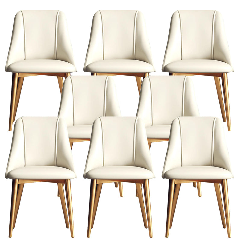 Sedia da pranzo in pelle finta parsons sedia laterale senza braccio con zampe metalliche