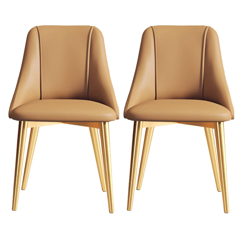 Sedia da pranzo in pelle finta parsons sedia laterale senza braccio con zampe metalliche