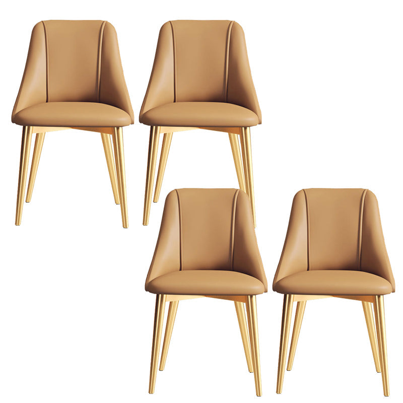 Sedia da pranzo in pelle finta parsons sedia laterale senza braccio con zampe metalliche