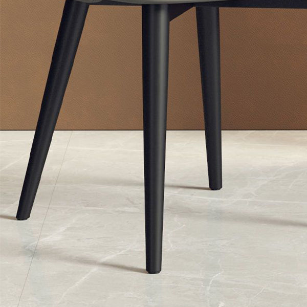 Sedia da pranzo in pelle finta parsons sedia laterale senza braccio con zampe metalliche