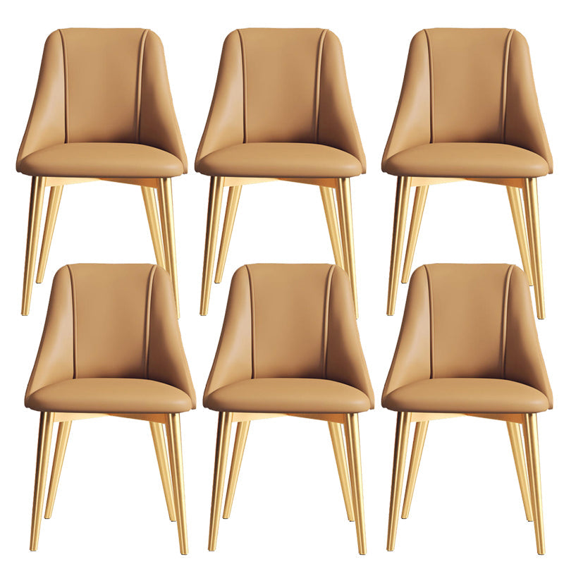 Sedia da pranzo in pelle finta parsons sedia laterale senza braccio con zampe metalliche