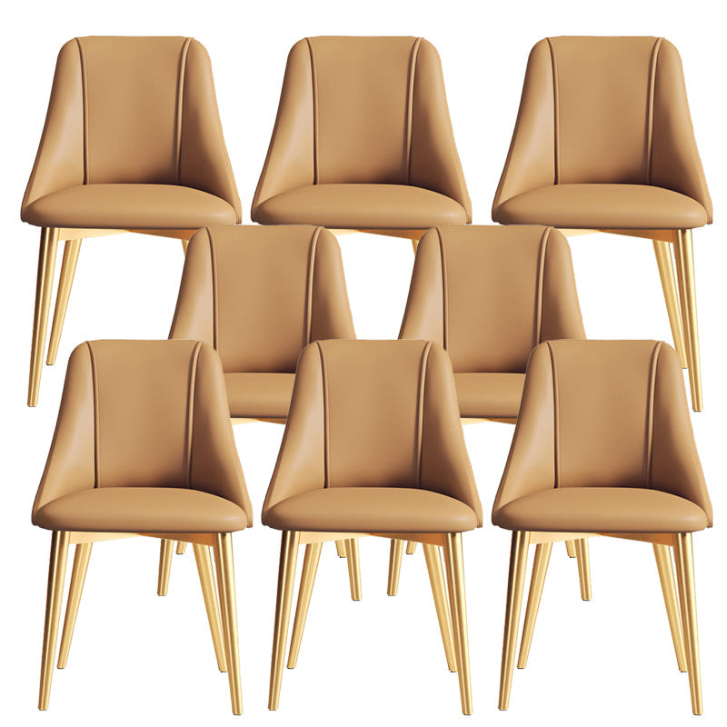 Sedia da pranzo in pelle finta parsons sedia laterale senza braccio con zampe metalliche