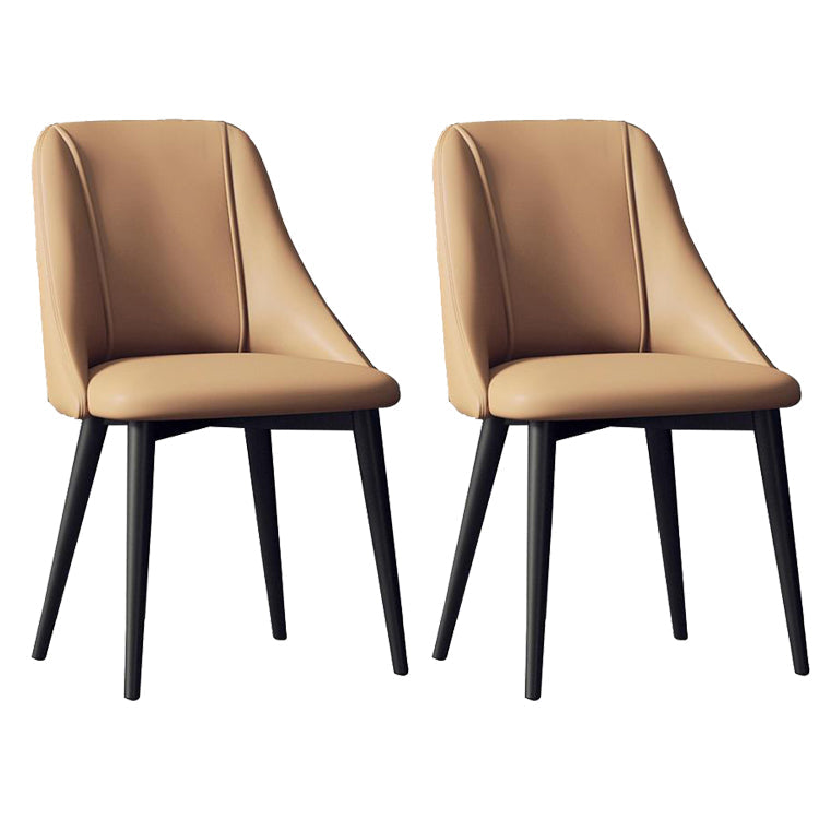 Sedia da pranzo in pelle finta parsons sedia laterale senza braccio con zampe metalliche