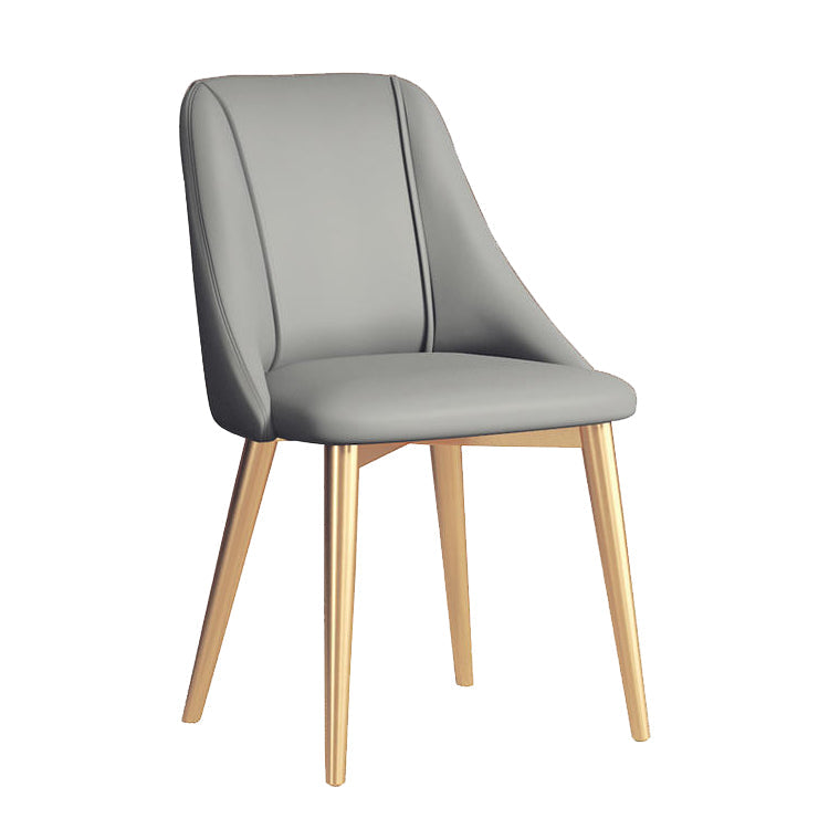 Sedia da pranzo in pelle finta parsons sedia laterale senza braccio con zampe metalliche